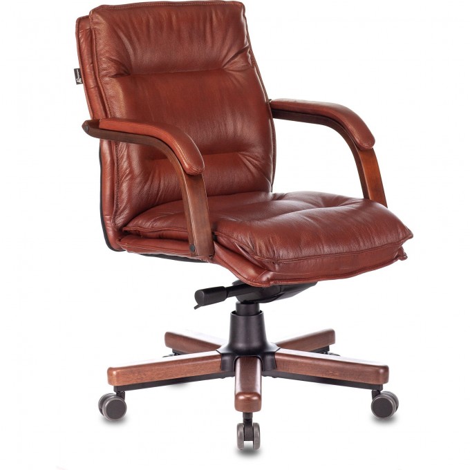 Кресло руководителя БЮРОКРАТ T-9927WALNUT-LOW светло-коричневое, кожа T-9927WALNUT-LOW/CH Кресло руководителя БЮРОКРАТ T-9927WALNUT-LOW светло-коричневое, кожа T-9927WALNUT-LOW/CH